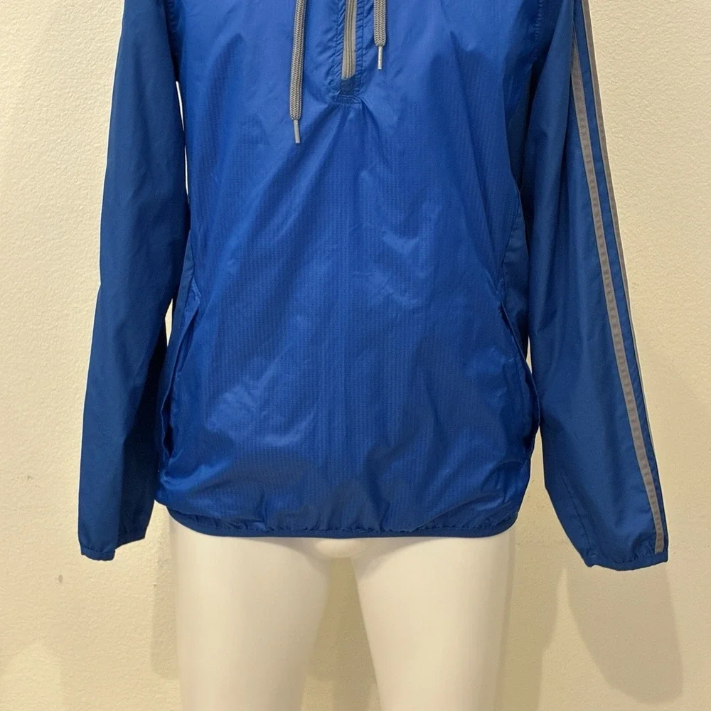 Adidas Y2K Blue Silver Hooded‎ Lightweight Windbreaker Mens S Running Training